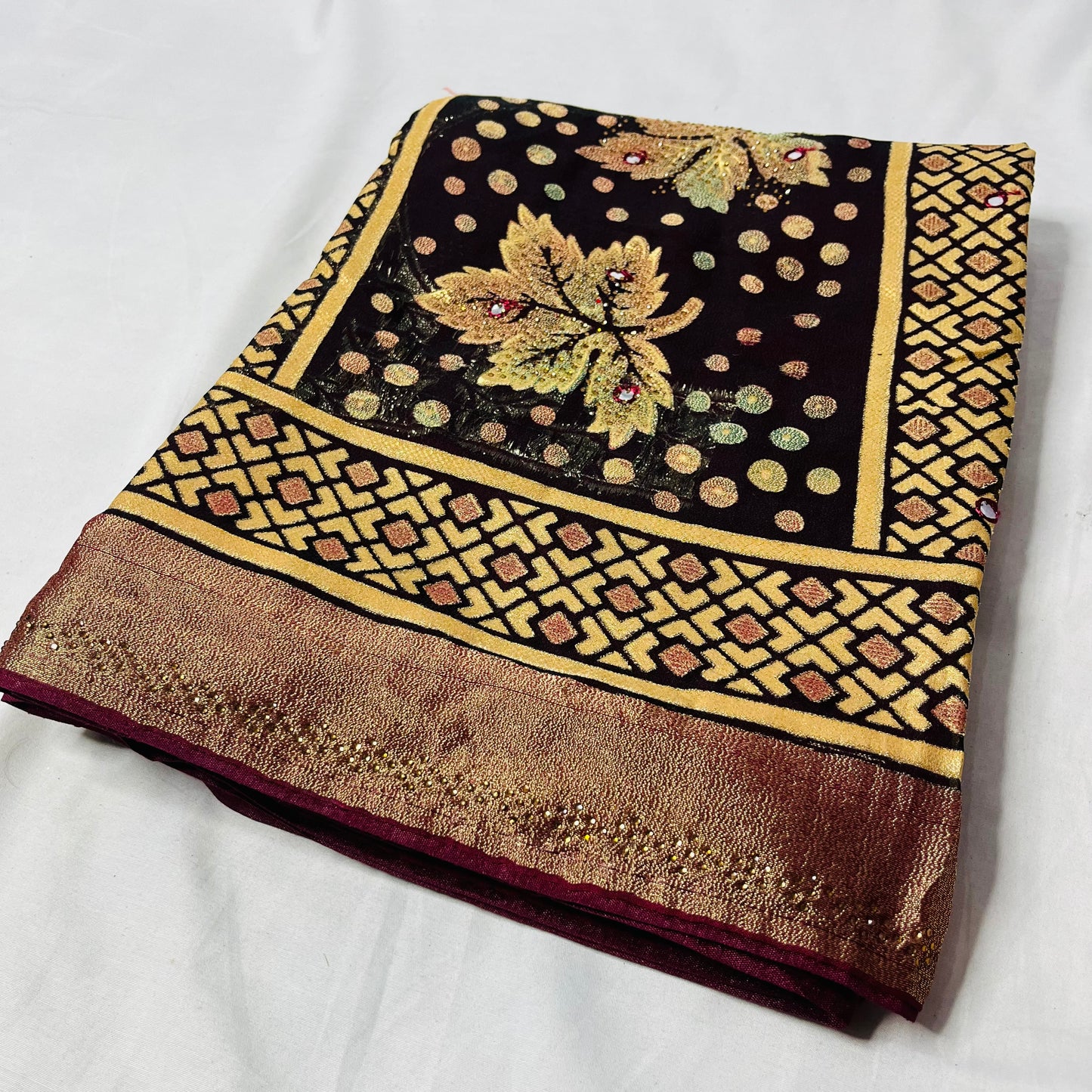 Georgette Floral Printed Black Saree