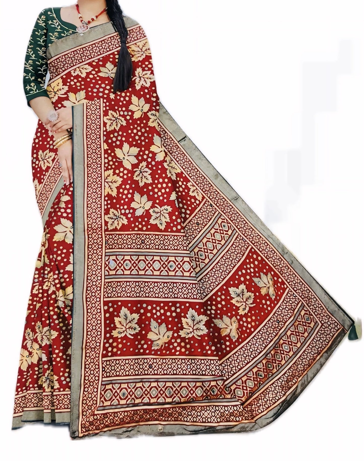 Georgette Floral Printed Red Saree