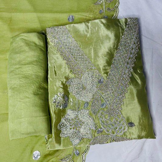 Light Green Organza Suit – Zarkan & Floral Embroidery