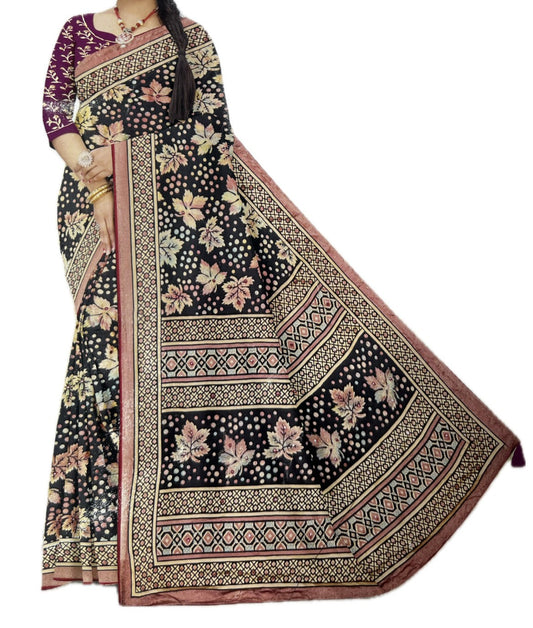 Georgette Floral Printed Black Saree