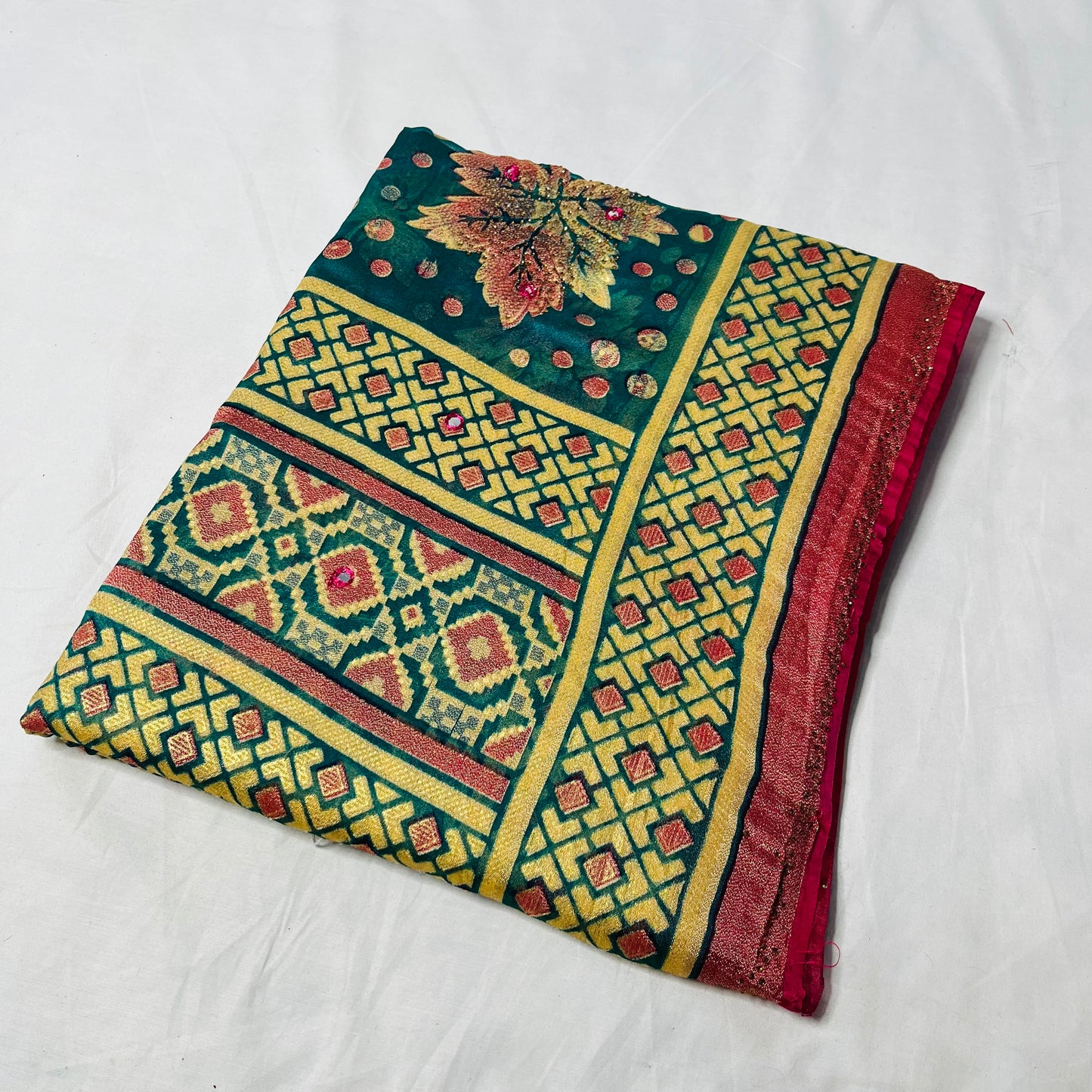 Georgette Floral Printed Blue Saree