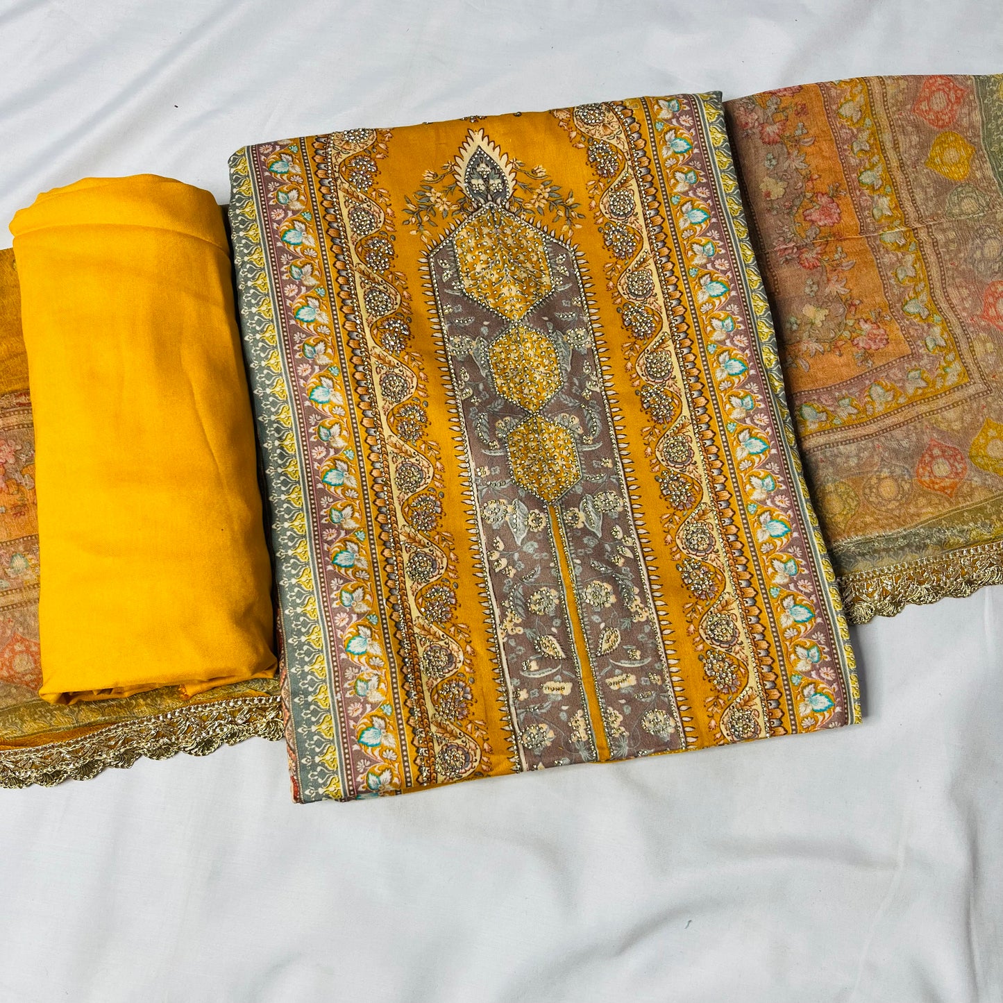 cotton Mustard Pure Suit Set with Pure Dupatta & Bottom