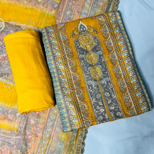 Jaam Mustard Pure Suit Set with Pure Dupatta & Bottom