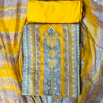 cotton Mustard Pure Suit Set with Pure Dupatta & Bottom