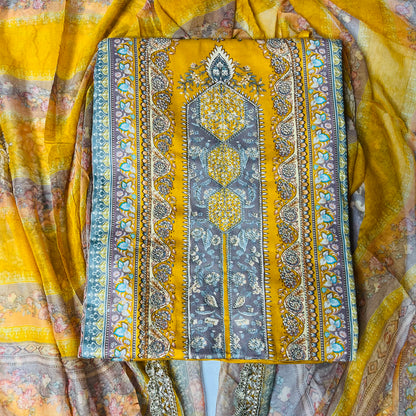 cotton Mustard Pure Suit Set with Pure Dupatta & Bottom