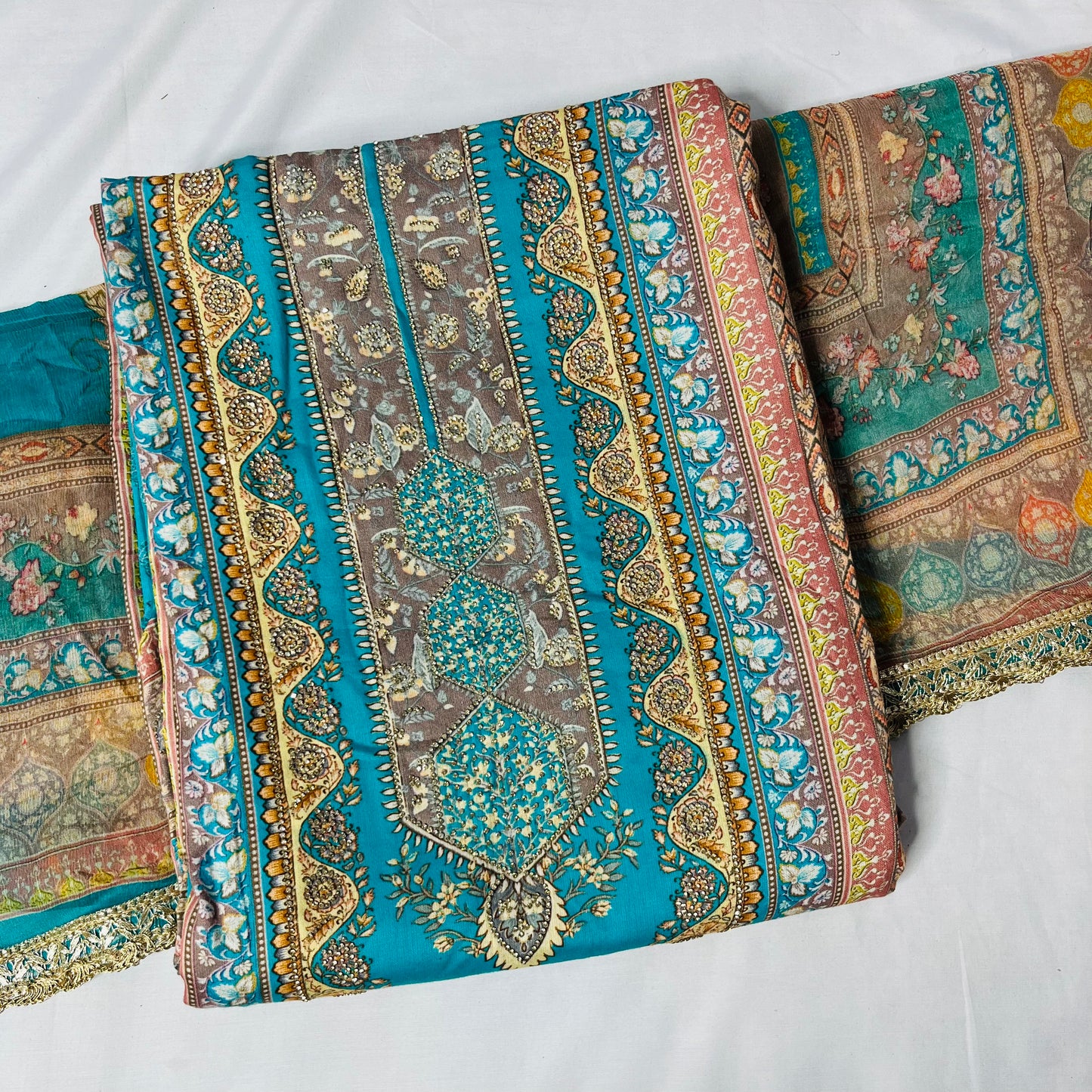 Cotton Blue Pure Suit Set with Pure Dupatta & Bottom