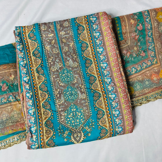 Jaam Blue Pure Suit Set with Pure Dupatta & Bottom