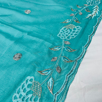 Aqua Blue Organza Suit – Zarkan & Designer Baju