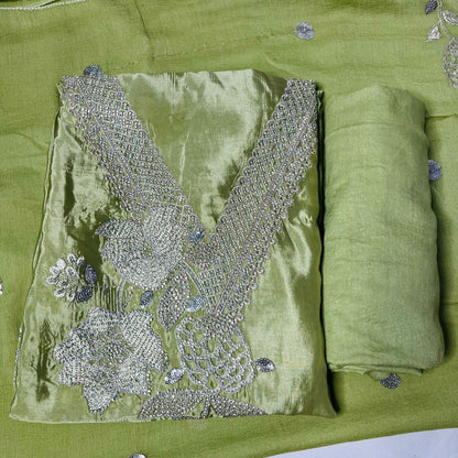 Light Green Organza Suit – Zarkan & Floral Embroidery